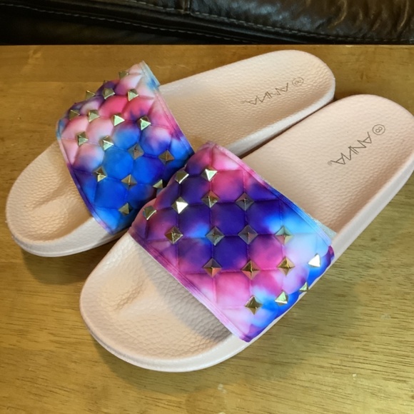 Multi Color Flip Flop with gold Embellishments - Picture 2 of 3